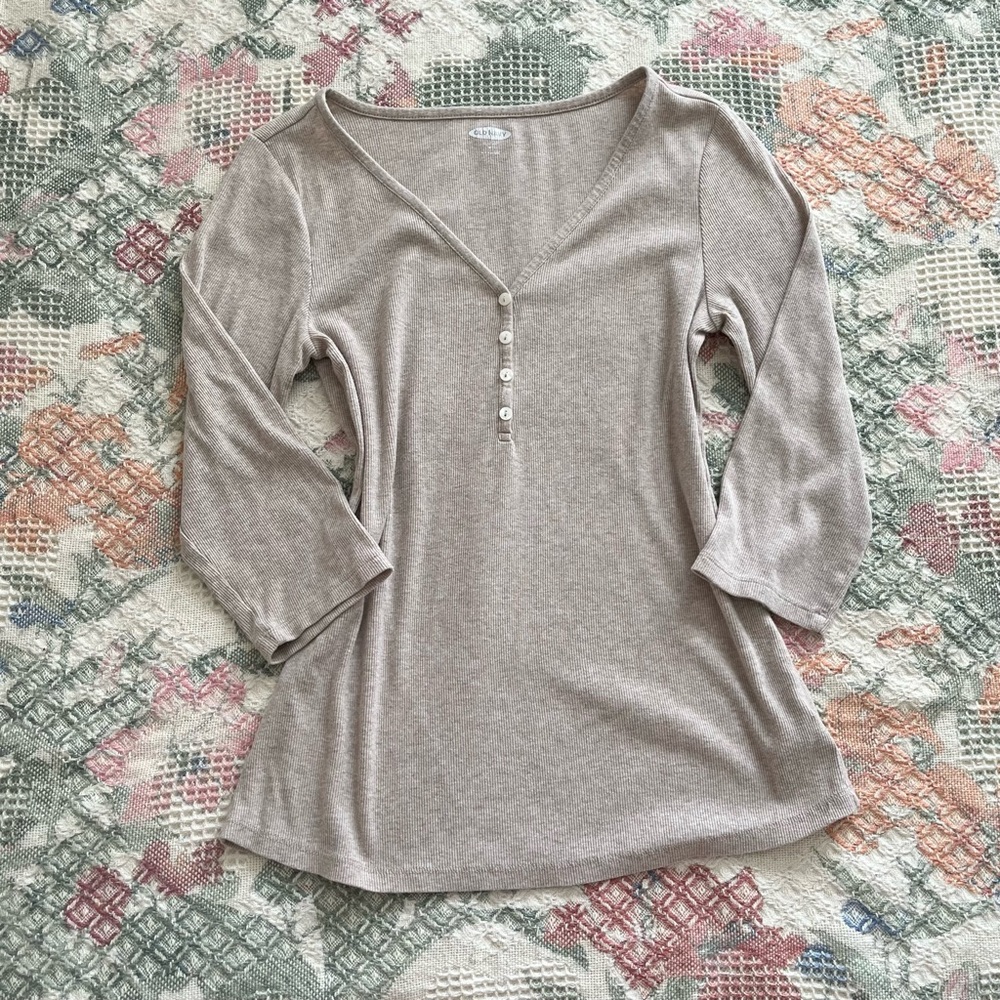Women's Beige V-Neck Top